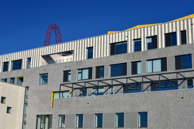 AVS 34 surface mounted louvres at the Sir Bobby Moore Academy Rear Building, Stratford